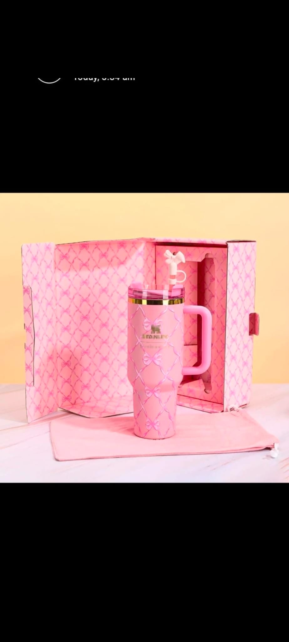 Stanley x LoveShackFancy 40 OZ Quencher H2.0 FlowState Tumbler – Baby Bow Pink Peppermint