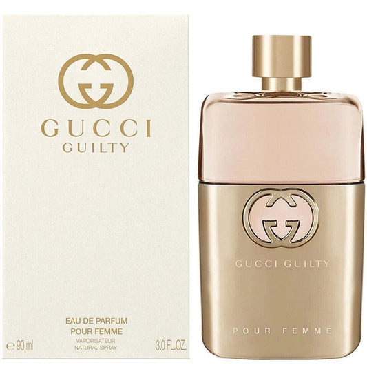 Gucci Guilty Pour Femme Eau de Parfum 90ml 3.0 oz purple perfume box and fragrance bottle for women, luxury designer perfume.