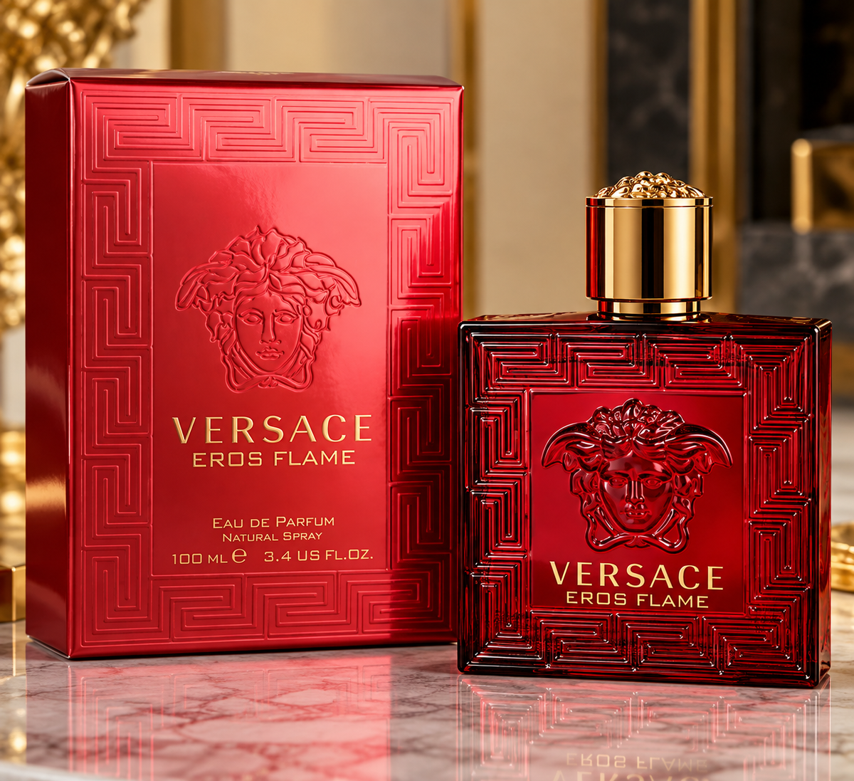 Versace Eros Flame Eau de Parfum for Men 100ml red luxury perfume presentation box
